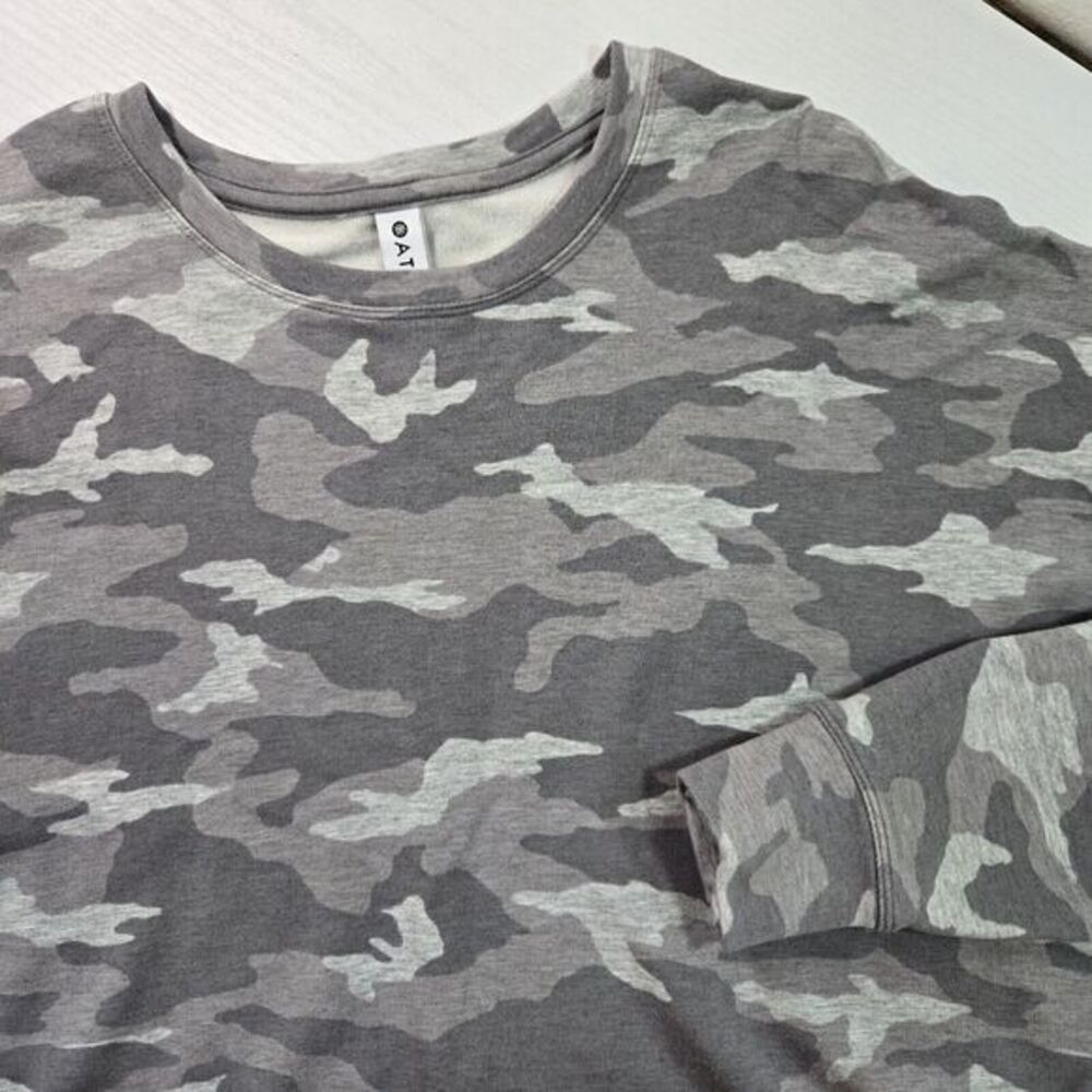 ATHLETA Balance Pullover Sweatshirt Size Medium Camo Lux Dark Gray Top Women's - Picture 4 of 7